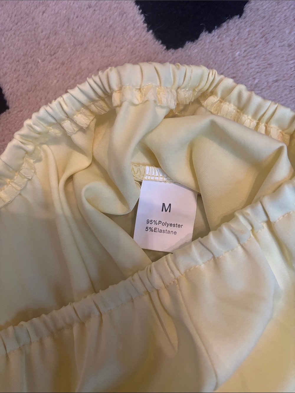 SHEIN Yellow Lace Trim Satin Shorts M/L - Picture 2 of 2